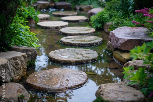 a path through the water made of flat stones