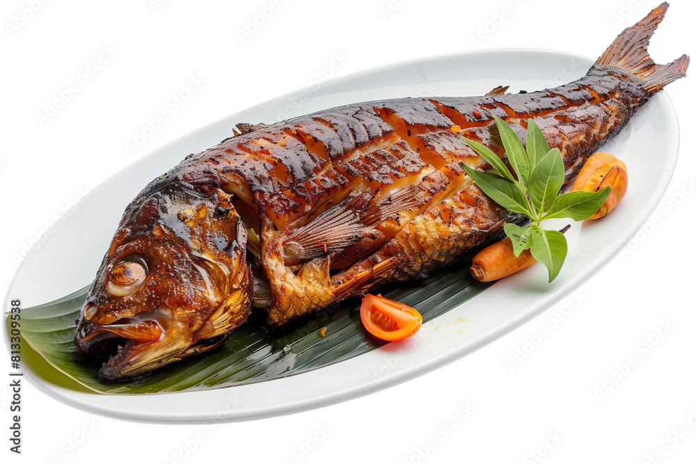 Grillled Fish On A Plate, Ikan Bakar Indonesian Food Grillled Fish On A Plate, Ikan Bakar Indonesian Food