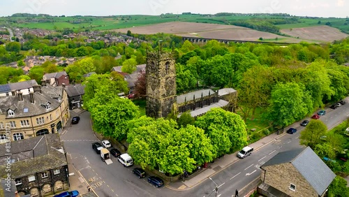 Aerial view of Penistone, a market town and civil parish in the Metropolitan Borough of Barnsley, South Yorkshire, England, UK photo