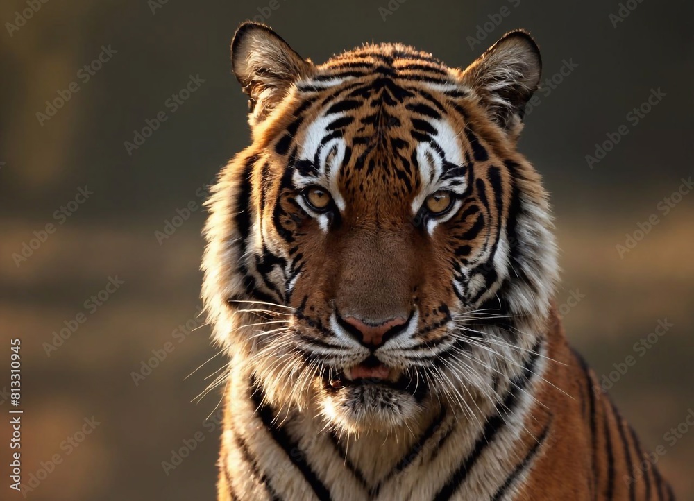 Close up of a tiger, Panthera tigris altaica Close up of a tiger, Panthera tigris altaica