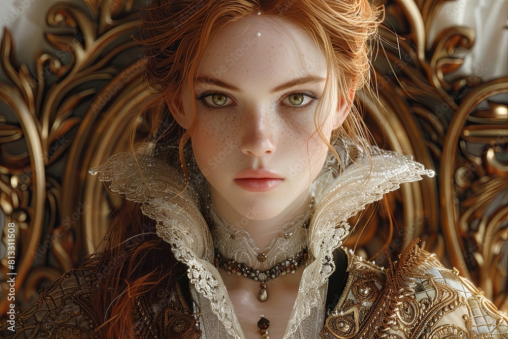 Mystic Gaze: Detailed Digital Painting of a Mesmerizing Figure in Ornate Attire