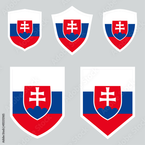 Set of Slovakia Flag in Shield Shape Frame