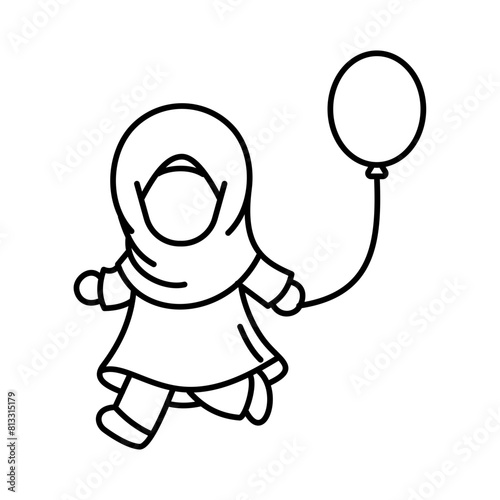 Happy Eid Al-Adha Mubarak Outline Icon and Moeslem greetings