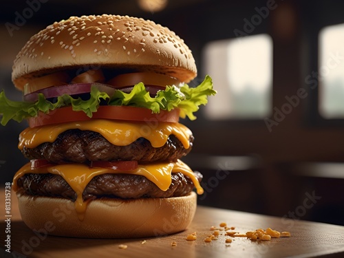 Simple cheesburger minimum of elements for maximum photo