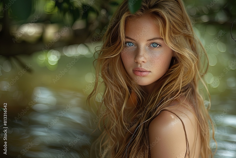 Golden-Haired Beauty at The Tranquil Lake Golden-Haired Beauty at The Tranquil Lake
