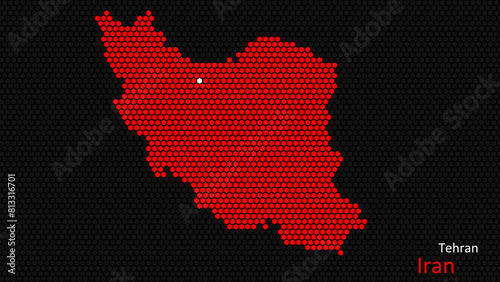 Wallpaper Mural A map of Iran, with a dark background and the country's outline in the shape of a colored hexagon, centered around the capital. A simple sketch of the country Torontodigital.ca