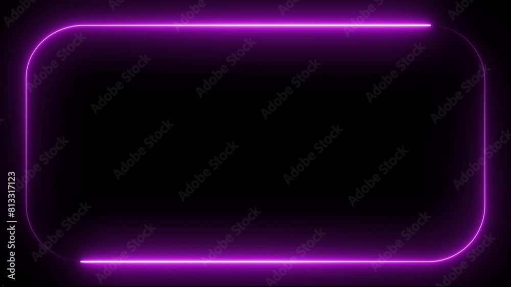 Neon Light Frame Border Loop on Black Background