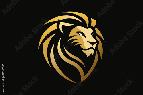  black-golden-aura-unique-regal-golden-roaring-lion logo vector illustration  © Jutish