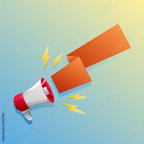 Megaphone vector with blank poster section