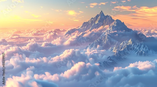 The mountain is the focus of the image, and the clouds are a beautiful addition that adds to the overall aesthetic.