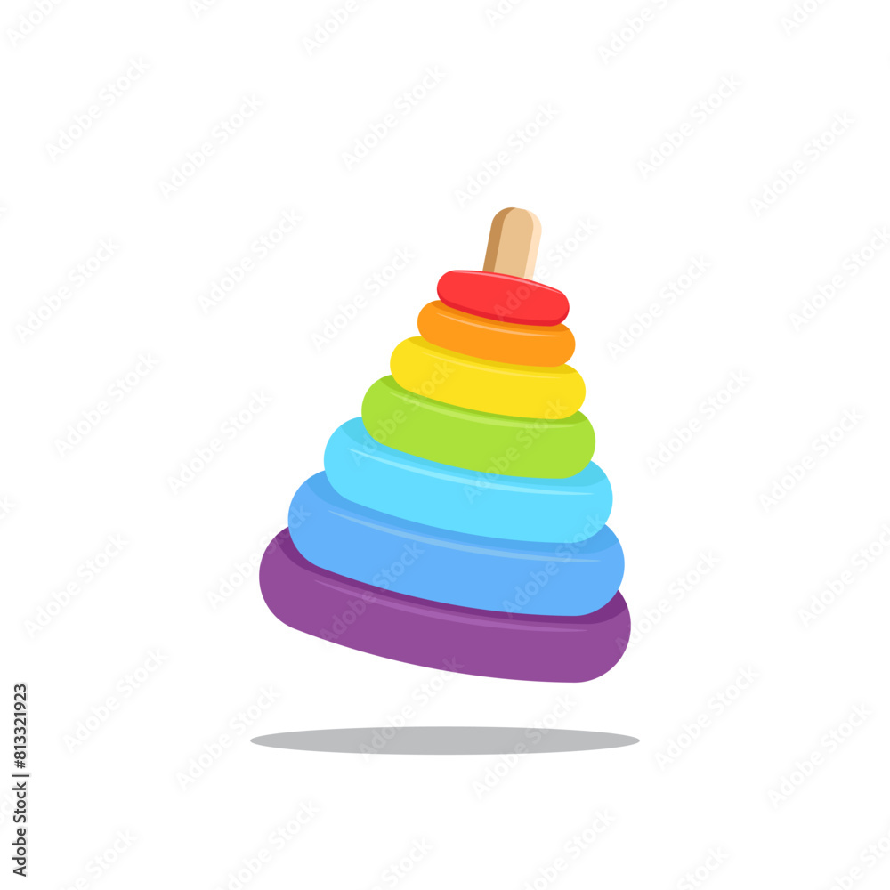 Colorful wooden pyramid toy in cartoon style Colorful wooden pyramid toy in cartoon style