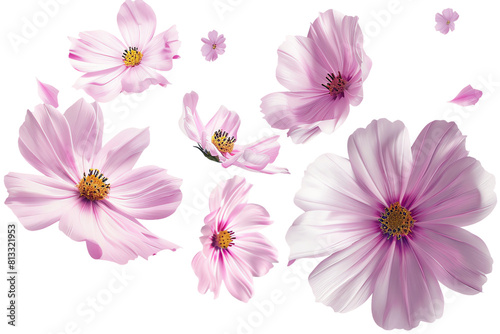 Pink and white chrysanthemums and daisies in a beautiful bouquet isolated on transparent background, showcasing the beauty of nature in spring