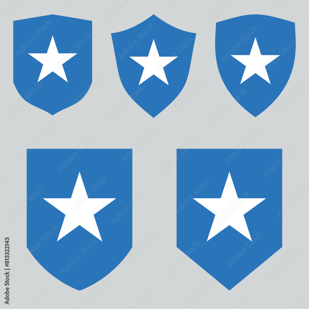 Set of Somalia Flag in Shield Shape Set of Somalia Flag in Shield Shape