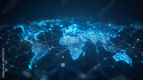 "Abstract world map, idea of worldwide connections and linking, international data moving and cyber tech, global business, info swap and telecom"