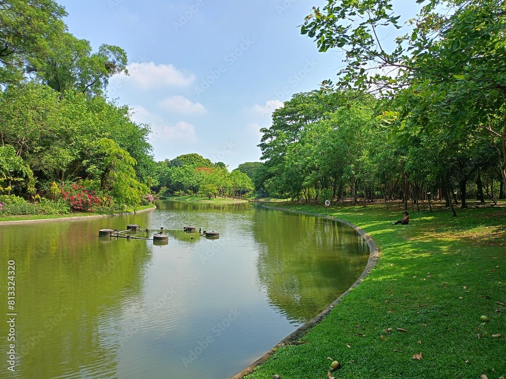 lake and green trees beauty nature in Bangkok garden Thailand relax travel lake and green trees beauty nature in Bangkok garden Thailand relax travel