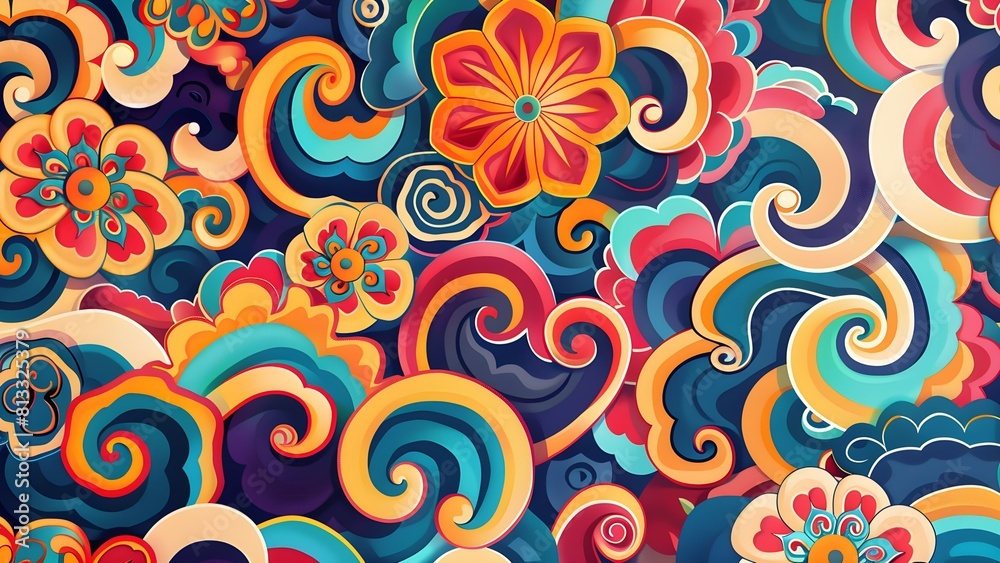 Korea traditional seamless floral pattern Korea traditional seamless floral pattern