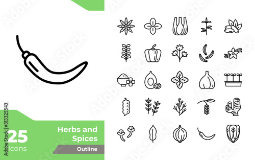 Herbs and Spices Outline Icons