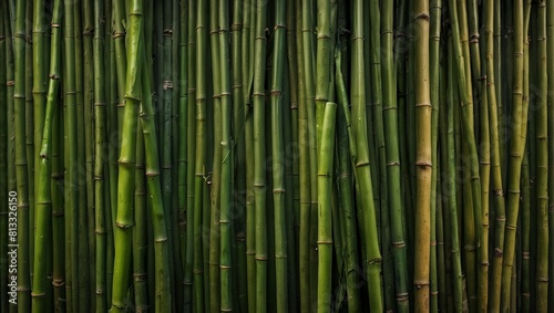 green bamboo fence background - generative ai 