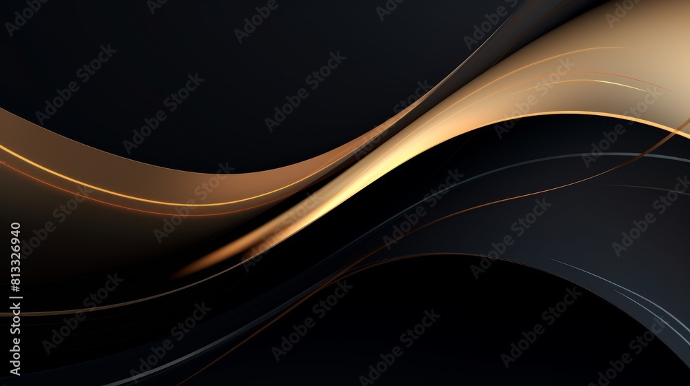 Obraz premium A black and gold background featuring intersecting wavy lines in an art deco geometric design, background