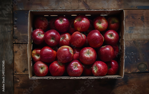 a box of apples in a brown box, photo