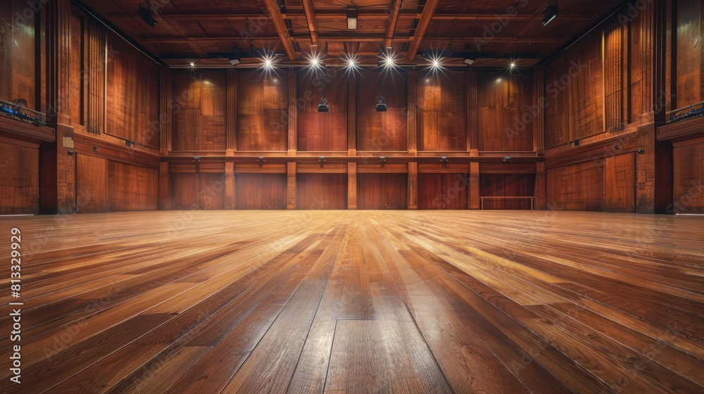 empty room with wooden floor and ceiling