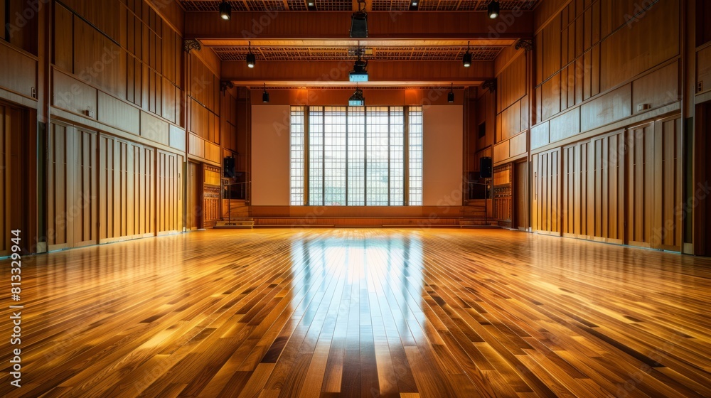 empty room with wooden floor and ceiling