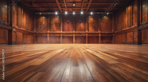 empty room with wooden floor and ceiling