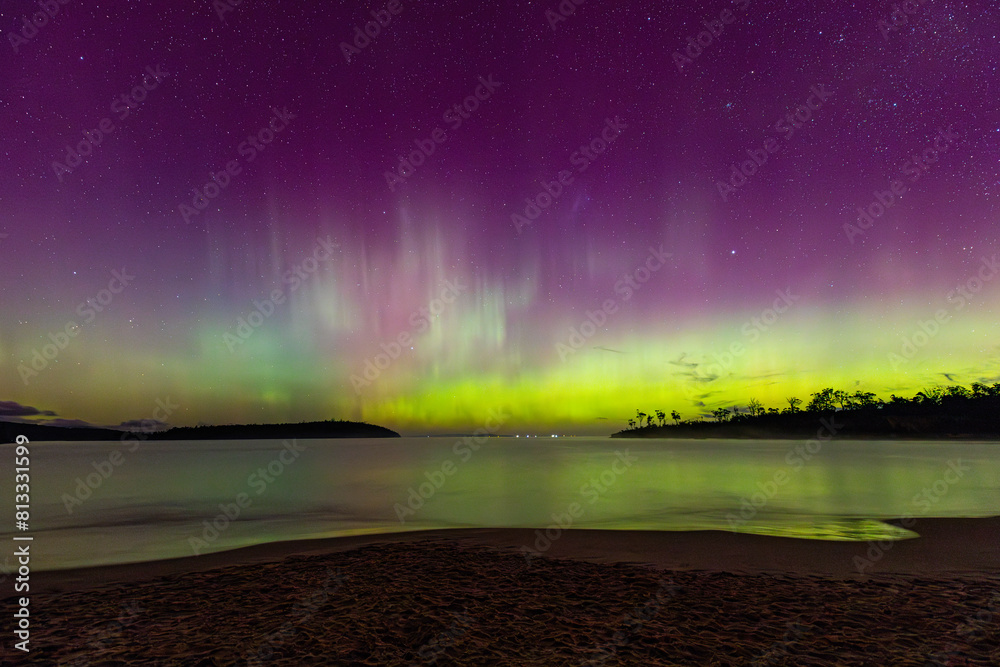 aurora australis over the ocean 