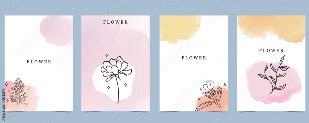 flower background with lavender,magnolia,jasmine.illustration vector for a4 page design