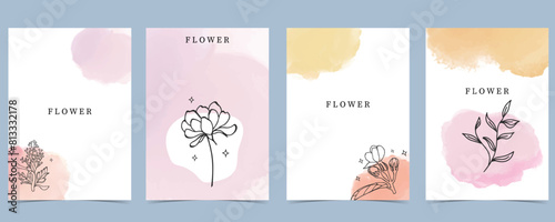 flower background with lavender,magnolia,jasmine.illustration vector for a4 page design © piixypeach