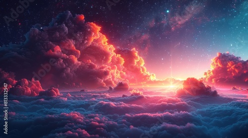 Space galaxy illustration background with colorful clouds. © diwek