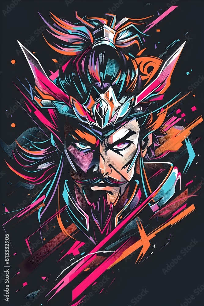 Fearless Daring Warrior Portrayed with Bold Charisma in Synthwave Esport Logo Art Style Fearless Daring Warrior Portrayed with Bold Charisma in Synthwave Esport Logo Art Style