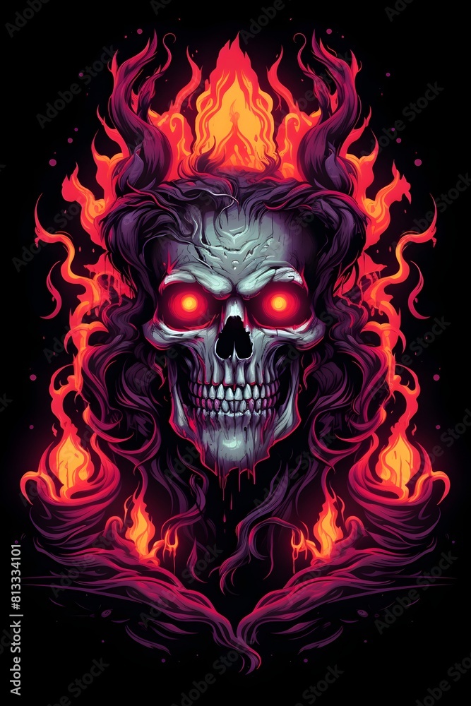 Hades Ruler of the Underworld in Vivid Synthwave Style Hades Ruler of the Underworld in Vivid Synthwave Style