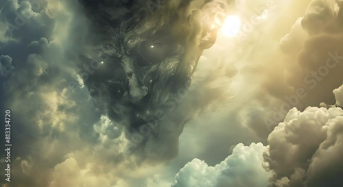 giant monster alien face in the clouds photo