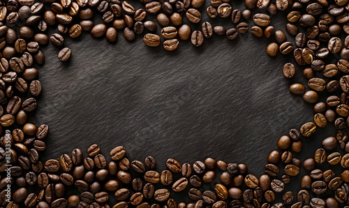 Coffee beans on a black background. photo