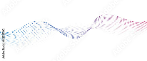 Flowing Dot Wave Pattern Halftone Curve Shape on Transparent Background	