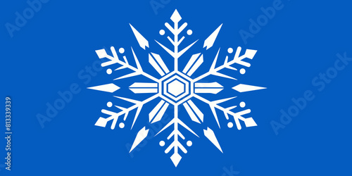 white snowflakes on a blue background close-up