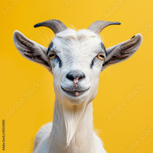 Eid ul Adha, A cute joyful goat and yellow background, Eid ul Adha Mubarak photo