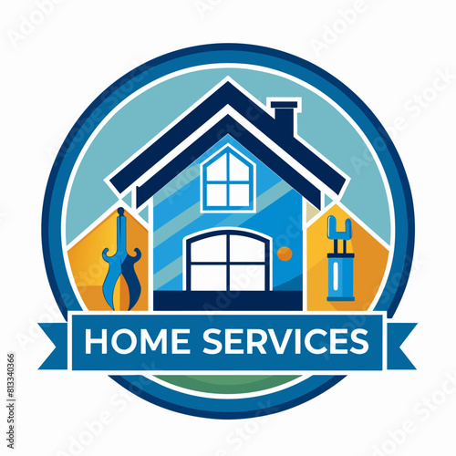 Professional home improvement logo with wrench and gear vector illustration