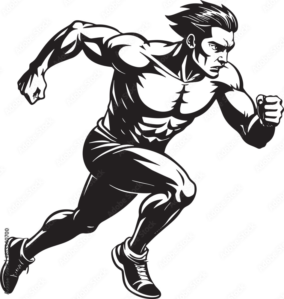 Running sprinter man Flat  illustration  isolated on white background
