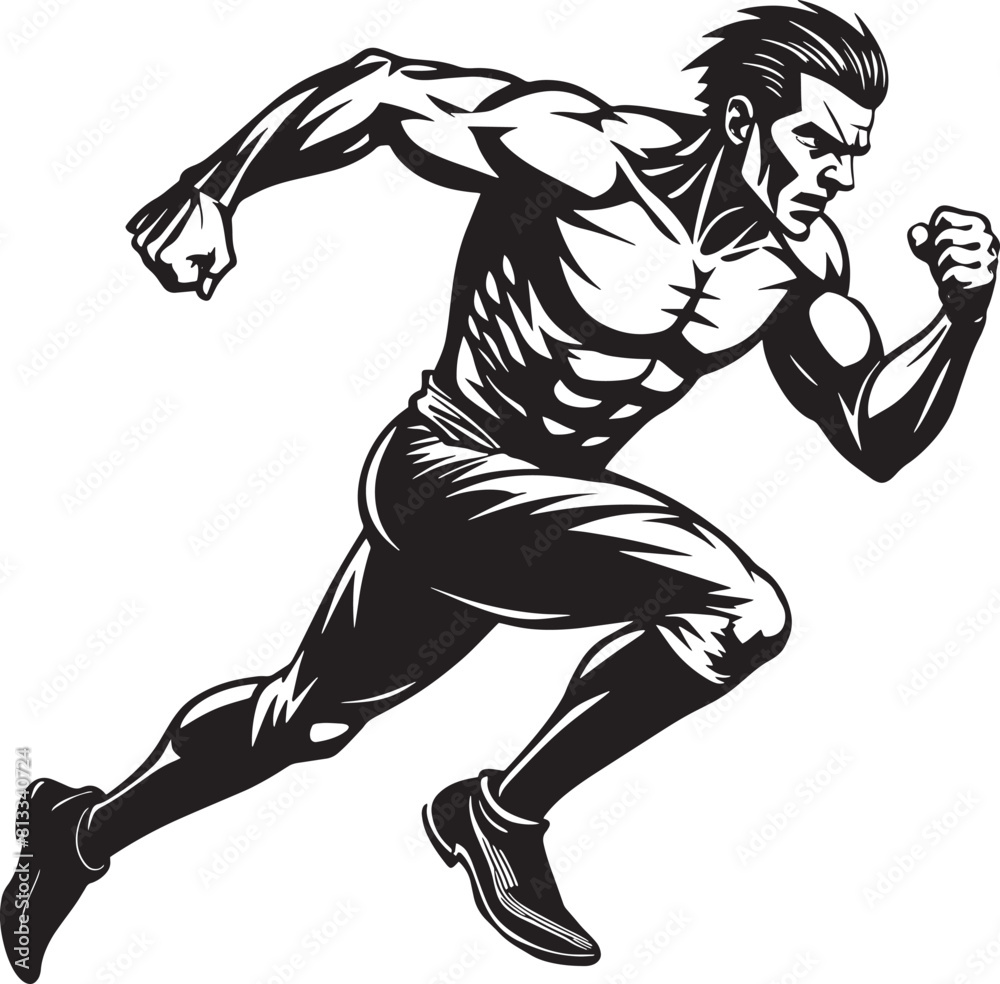 Running sprinter man Flat illustration isolated on white background Running sprinter man Flat illustration isolated on white background