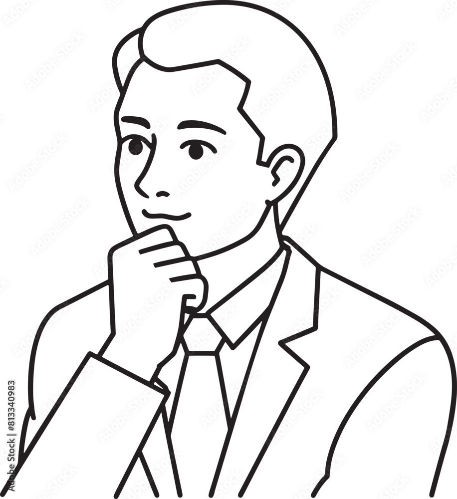 Bussinessman Thinking  black and white color in white background