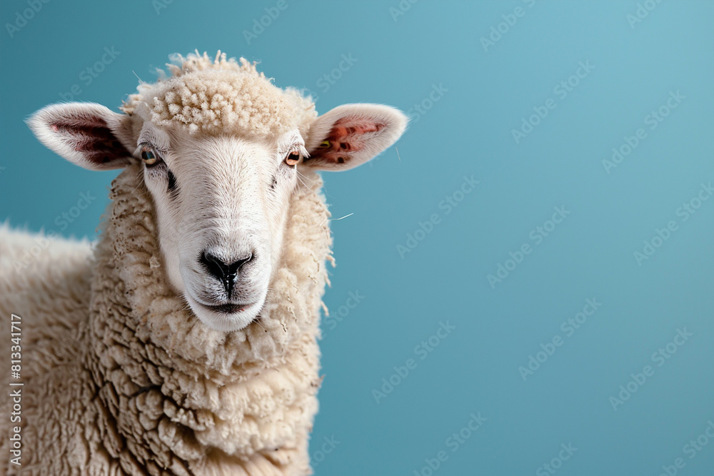 Eid ul Adha Mubarak concept, happy Eid al Adha, sheep with blue background Eid ul Adha Mubarak concept, happy Eid al Adha, sheep with blue background