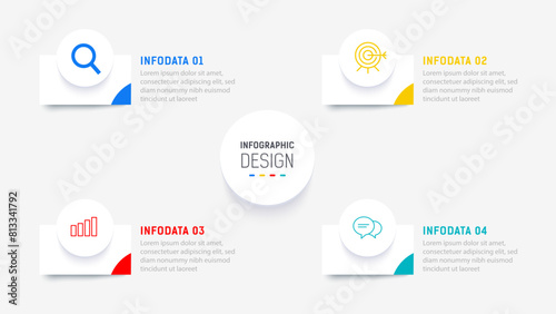 Four Step Infographic element design Vector template for presentation. process diagram and presentations step, workflow layout, banner, flow chart, info graphic vector illustration.