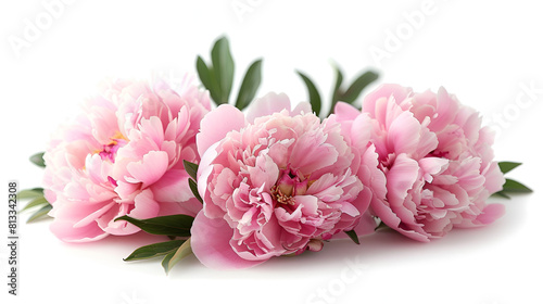 Isolated Pink Peony Flowers on White Background  Elegant Floral Arrangement for Wedding or Greeting Cards  Generative AI  