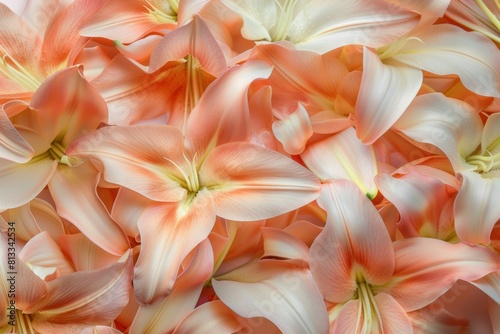 Soft close-up of orange lilies in bloom  showcasing their delicate petals and subtle color gradients.