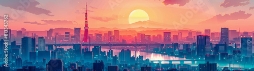 Futuristic Tokyo Cityscape at Sunset