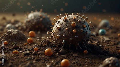 Germs, house dust mites, bacteria, microscope photos photo