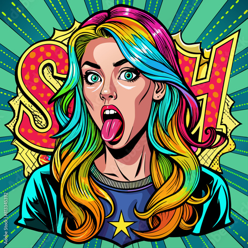 Girl Vector Illustration in Pop Art Style on Shh