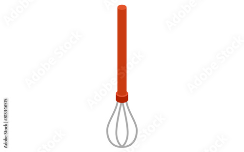 Cookware: whisk, simple isometric illustration